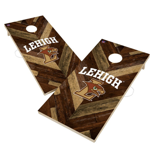 Lehigh University Mountain Hawks Cornhole Board Set - Herringbone Design