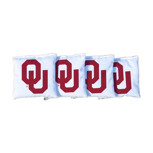 Oklahoma Sooner White Cornhole Bags
