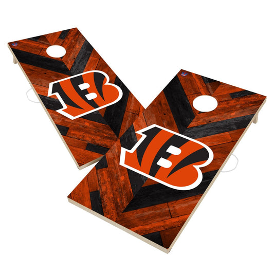 Cincinnati Bengals NFL Cornhole Board Set - Herringbone Design