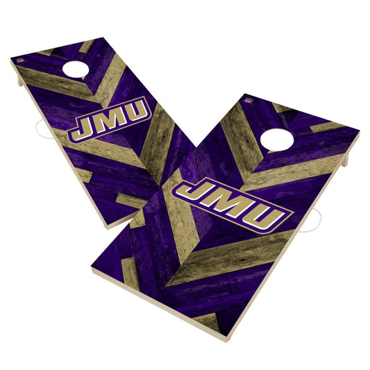 James Madison University JMU Dukes Cornhole Board Set - Herringbone Design