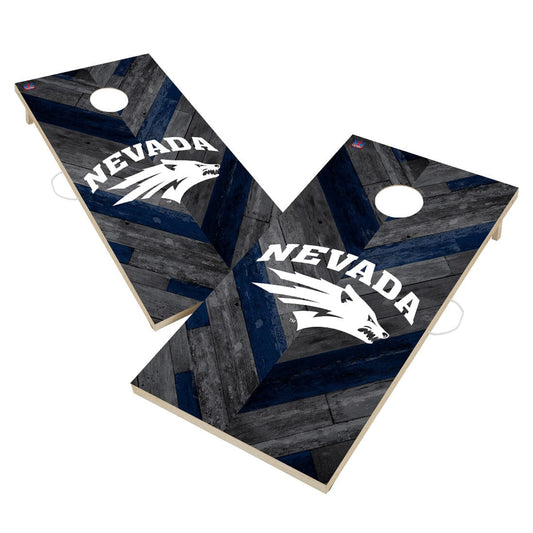 Nevada Wolf Pack Cornhole Board Set - Herringbone Design
