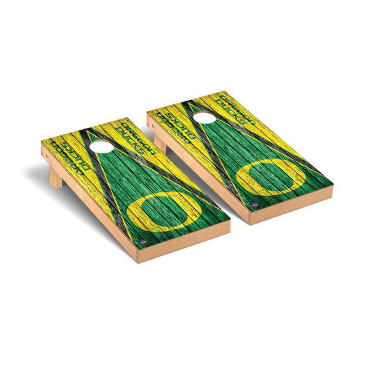 Oregon Ducks Cornhole Board Set - Triangle Weathered Version