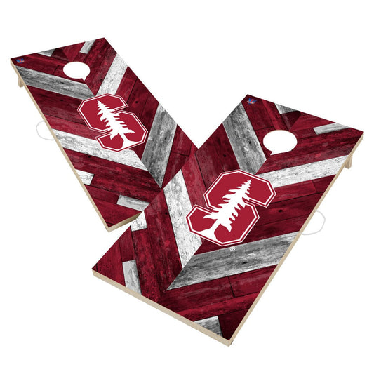Stanford University Cardinal Cornhole Board Set - Herringbone Design