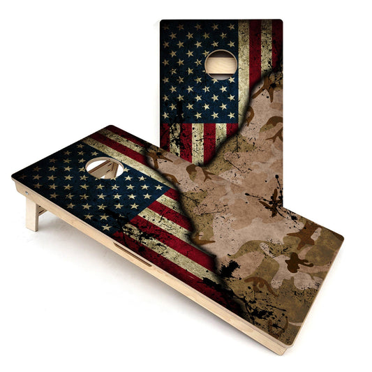 Camo USA Flag Cornhole Boards