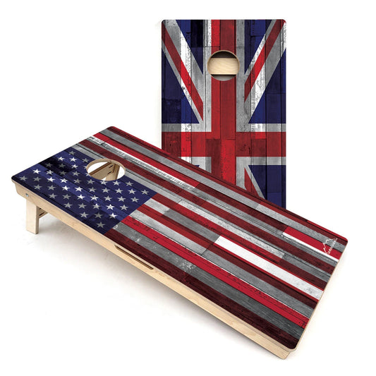 USA & Union Jack Flag Cornhole Boards