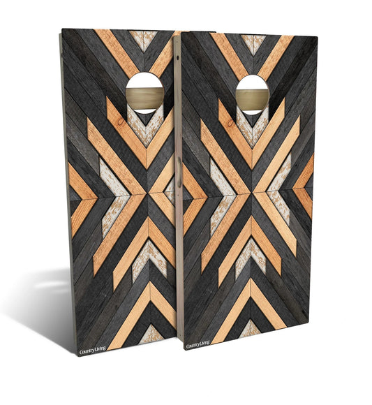 Black Weathered Chevron Cornhole Boards