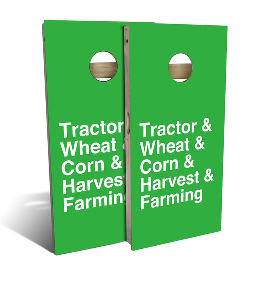Farming Helvetica List Cornhole Boards