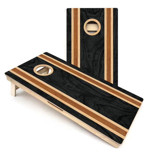 Dark Wood Stripe Cornhole Boards