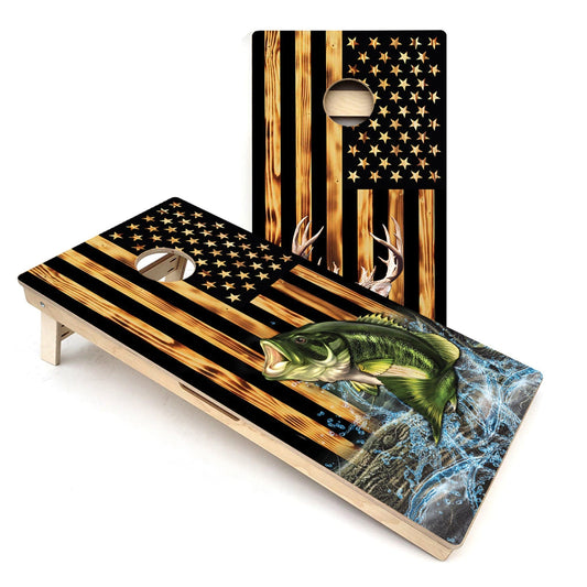 Colorful Deer & Fish USA All-Weather Cornhole Boards