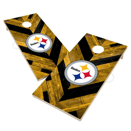 Pittsburgh Steelers NFL Cornhole Board Set - Herringbone Design