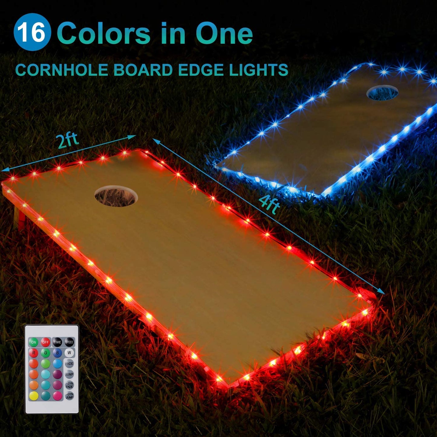 cornhole board edge lights in use