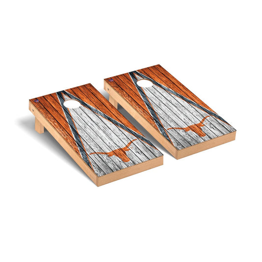 Texas Longhorns Cornhole Board Set - Triangle Weathered Version