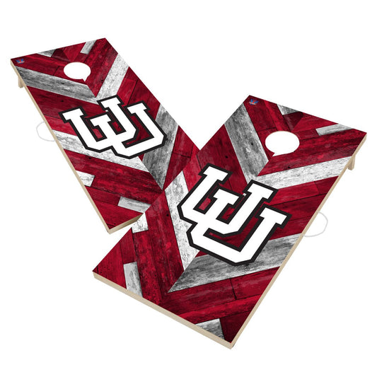 Utah Utes Cornhole Board Set - Herringbone Design