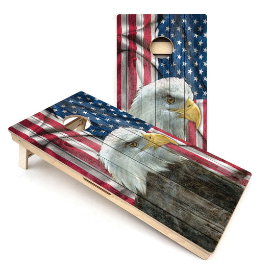 Faded Eagle USA Flag Cornhole Boards