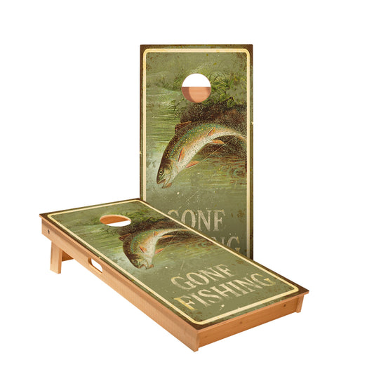 Gone Fishin Sign Cornhole Boards