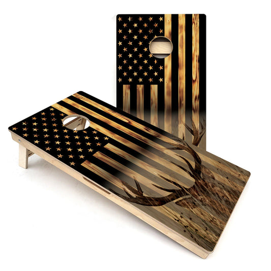 American Flag Hidden Deer All-Weather Cornhole Boards