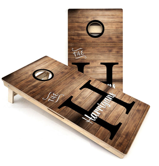 Wood Slat Name Cornhole Boards