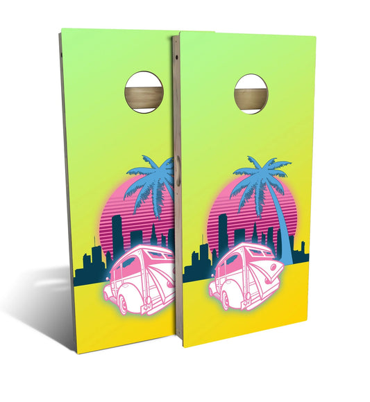 Woody Car Sunset Cornhole Boards