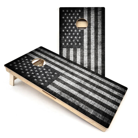 Monochrome USA Flag Cornhole Boards