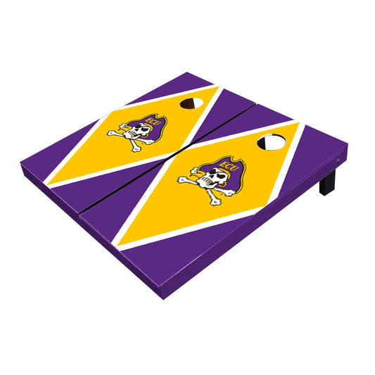 Eastern Carolina ECU Pirates Yellow and Purple Matching Diamond Cornhole Boards