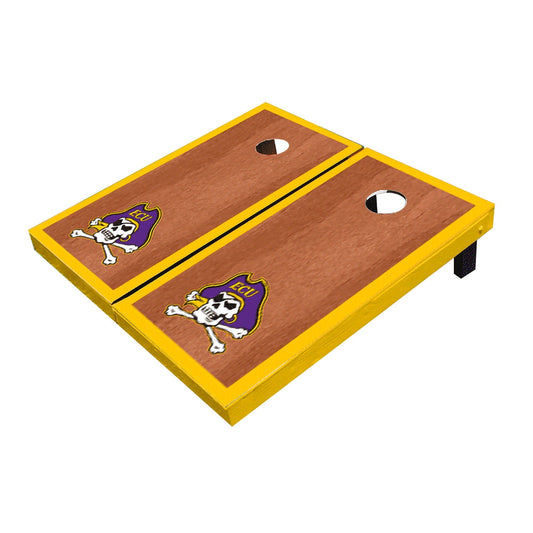 Eastern Carolina ECU Pirates Yellow Rosewood Matching Borders Cornhole Boards