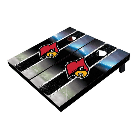 Louisville Cardinals Field Long Stripe Matching Black Cornhole Boards
