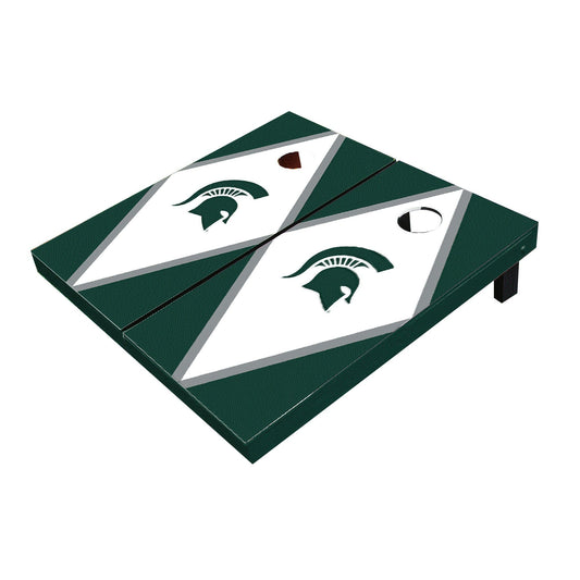 Michigan State Spartans White And Hunter Matching Diamond Cornhole Boards