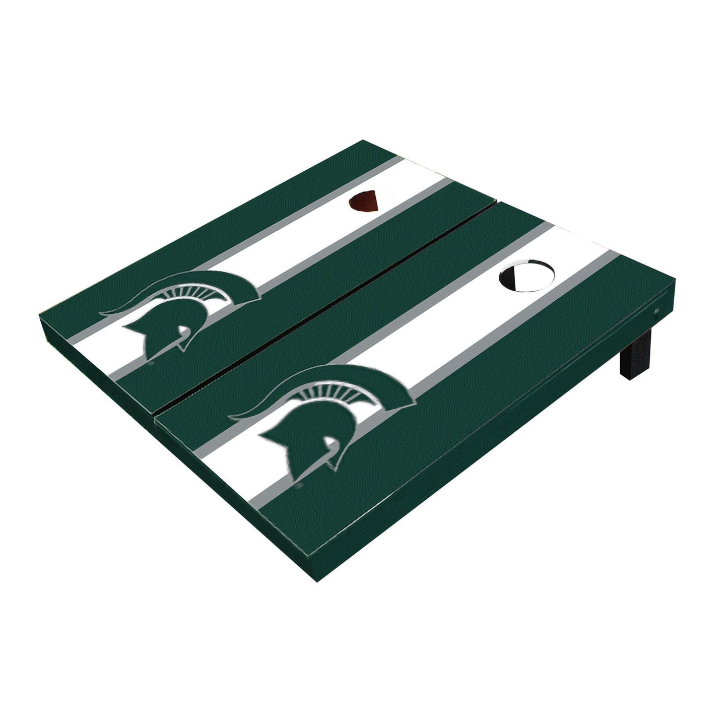 Michigan State Spartans White And Hunter Matching Long Stripe All-Weather Cornhole Boards