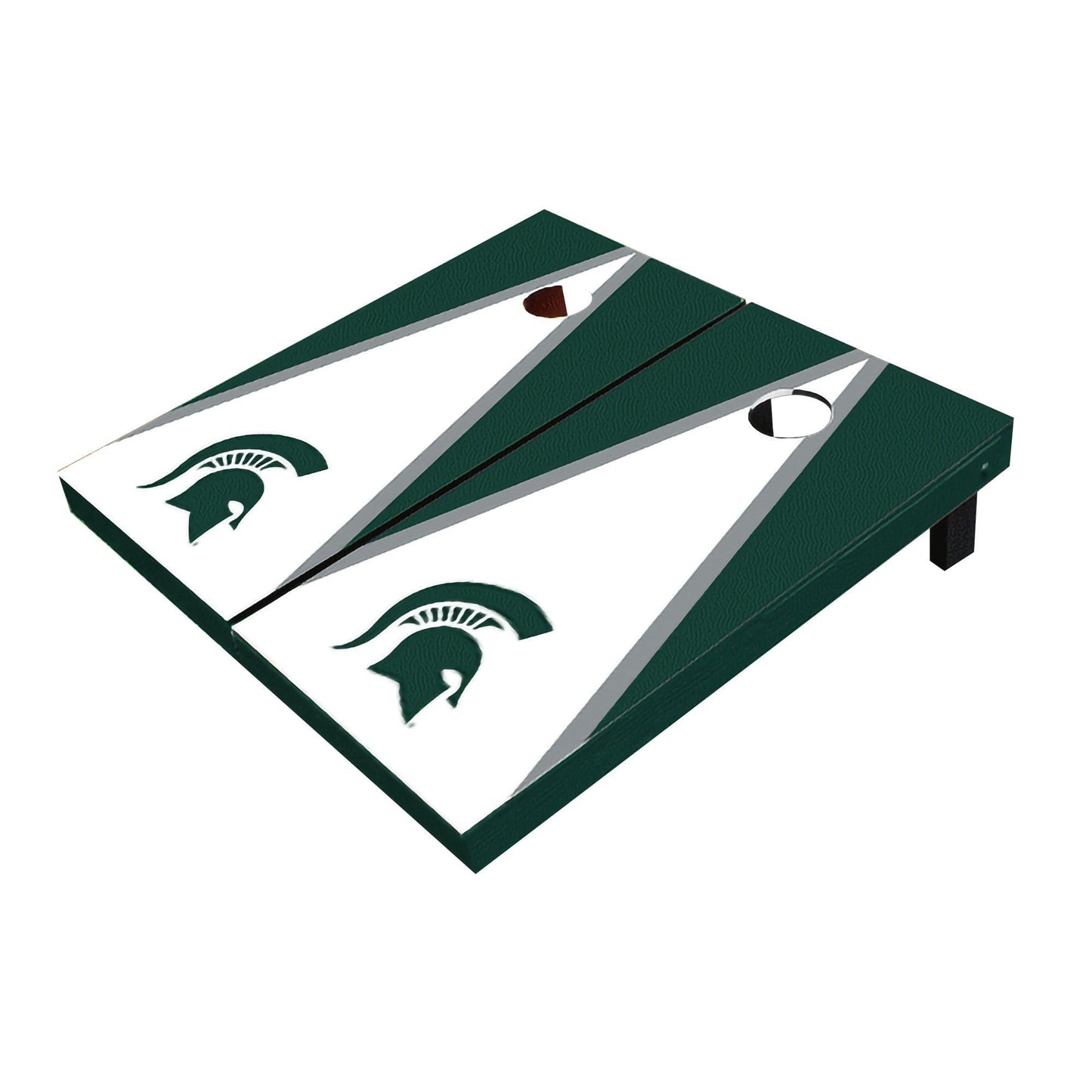Michigan State Spartans White And Hunter Matching Triangle All-Weather Cornhole Boards