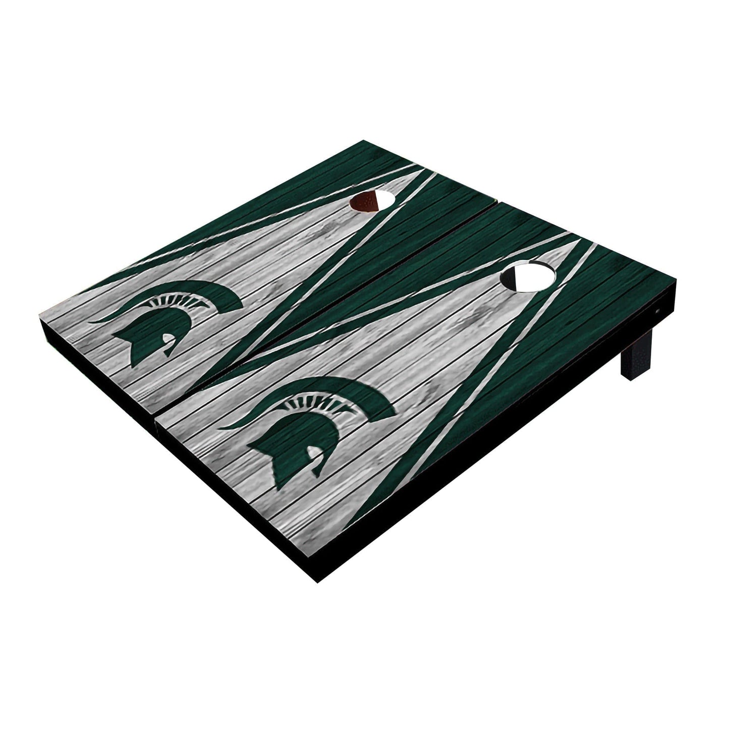 Michigan State Spartans White And Hunter Matching Triangle All-Weather Cornhole Boards