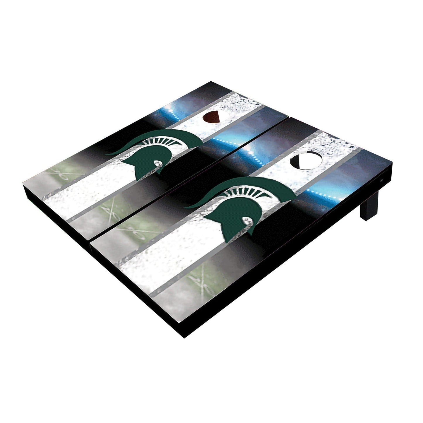 Michigan State Spartans Field Long Stripe Matching White All-Weather Cornhole Boards