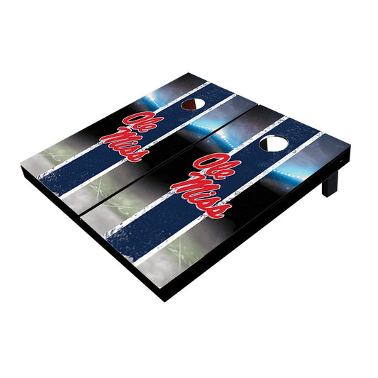 Ole Miss Rebels Field Long Stripe Matching Navy Cornhole Boards
