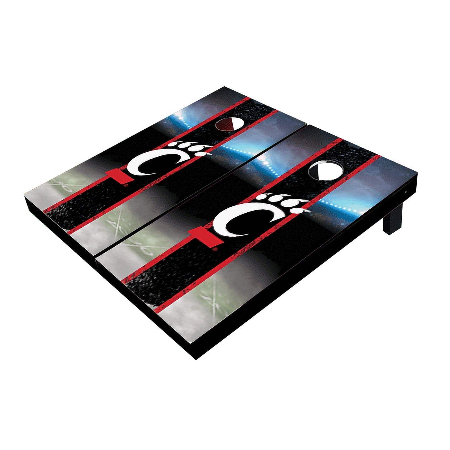 Cincinnati Bearcats Field Long Stripe Matching Black All-Weather Cornhole Boards