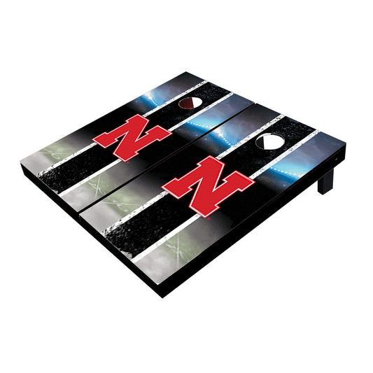 Nebraska Cornhuskers Field Long Stripe Matching Black Cornhole Boards
