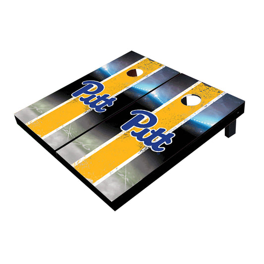 Pittsburgh Panthers Field Long Stripe Matching Yellow Cornhole Boards