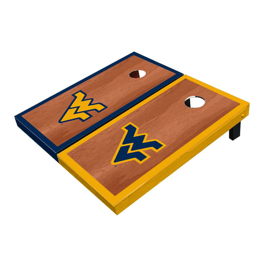 West Virginia Mountaineers Rosewood Alternating Border All-Weather Cornhole Boards