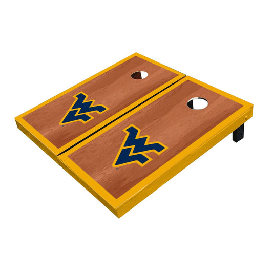West Virginia Mountaineers Gold Rosewood Matching Border Cornhole Boards
