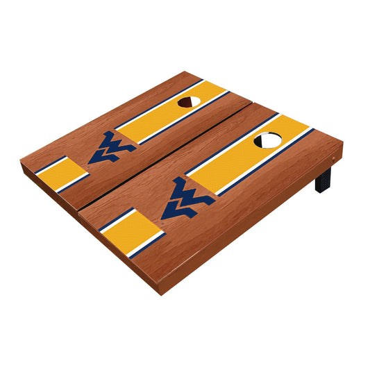 West Virginia Mountaineers Gold Rosewood Matching Long Stripe All-Weather Cornhole Boards
