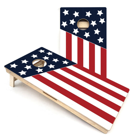 Slanted American Flag Flag Cornhole Boards