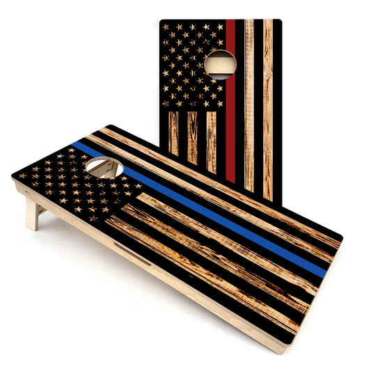 Thin Blue & Red Line American Flag All-Weather Cornhole Boards