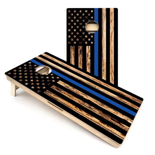 Thin Blue Line American Flag Cornhole Boards