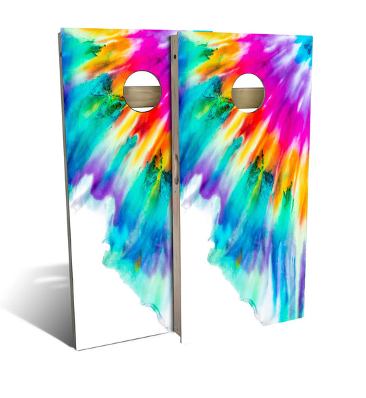 Tie Dye Rainbow Corner Cornhole Boards