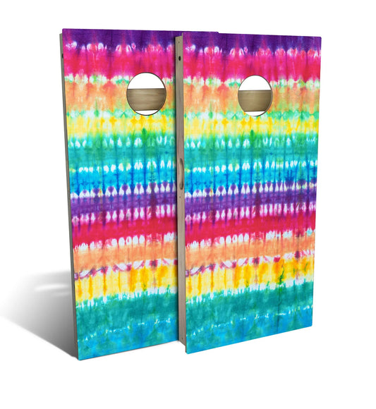 Tie Dye Rainbow Stripes Cornhole Boards