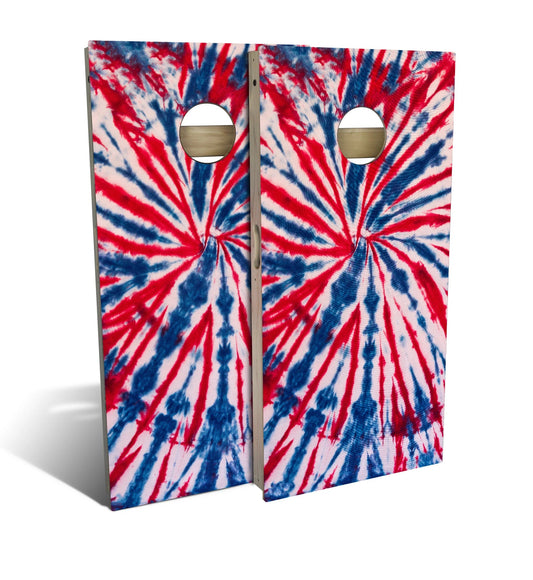 Tie Dye White And Blue Cornhole Boards