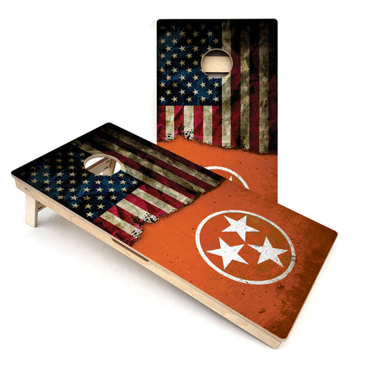 Orange TN & USA Split Flag Cornhole Boards
