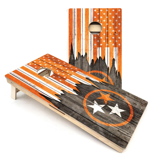 Black TN & USA Split Flag All-Weather Cornhole Boards