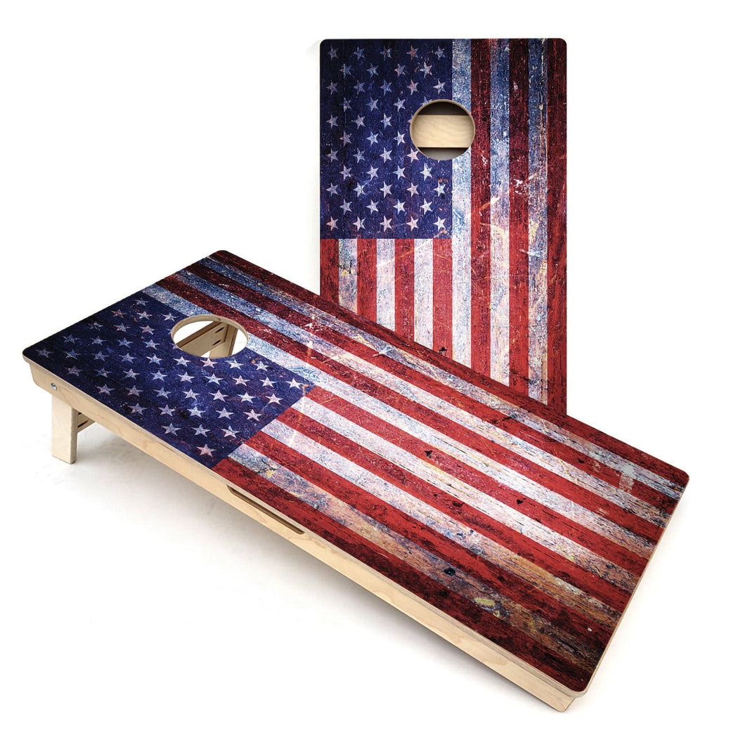 Weathered USA Flag Cornhole Boards
