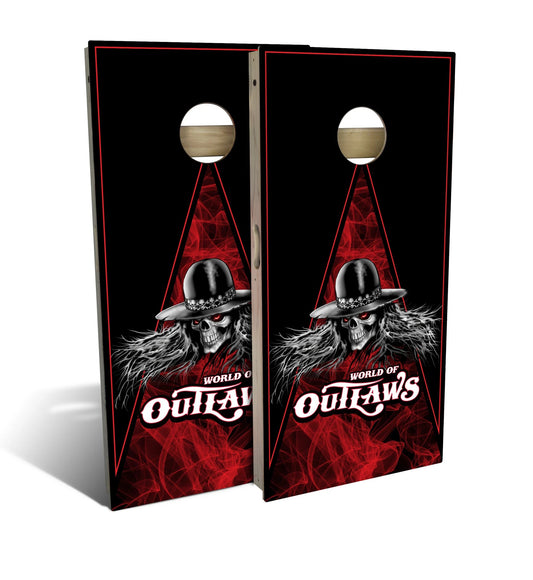 World Of Outlaws Skeleton Red Triangle Cornhole Boards